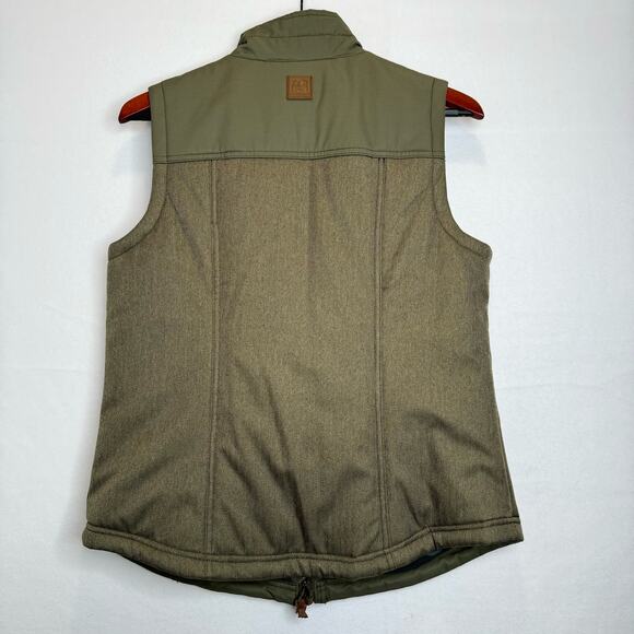 Overland Mens Army Green Polyester Vest Size Small Herringbone Pockets - Picture 2 of 9
